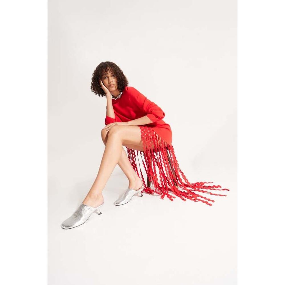 Simon Miller Women's Wallis Knit Fringe Dress Coral Red XS - Picture 4 of 13